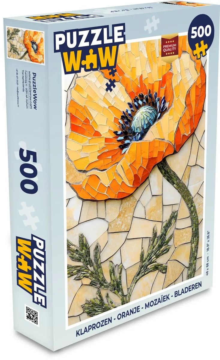 PuzzleWow Klaprozen Mozaïek Legpuzzel 500 Stuks