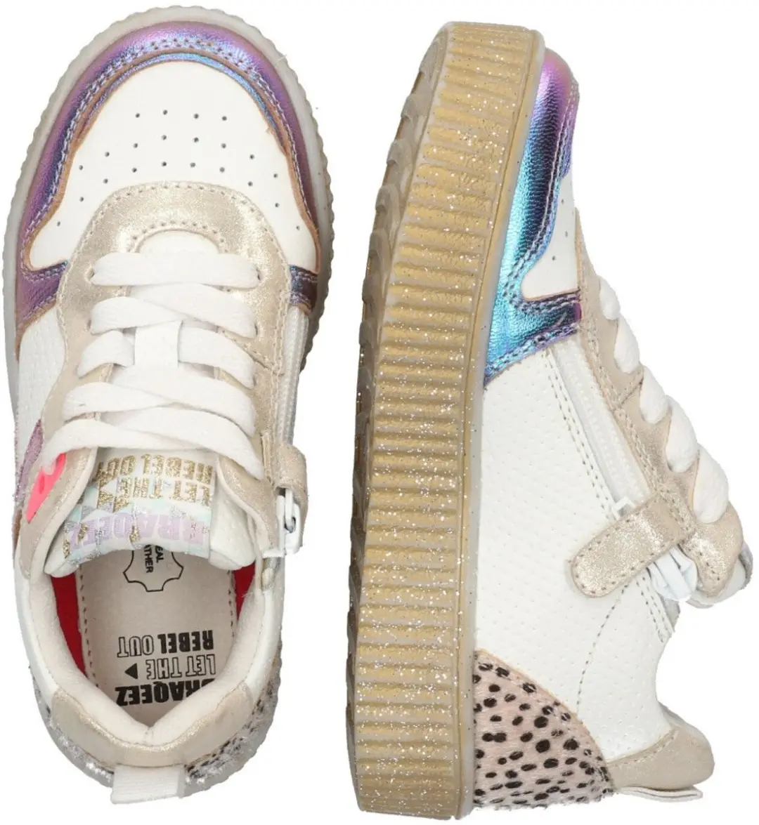 Braqeez 425230-926 Meisjes Lage Sneakers - Multicolor - Leer - Veters