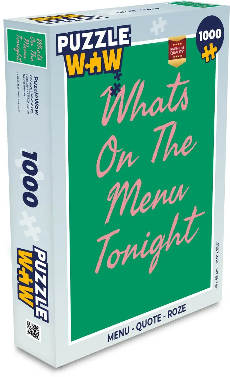 PuzzleWow Quote Menu Legpuzzel 1000 Stuks - Roze