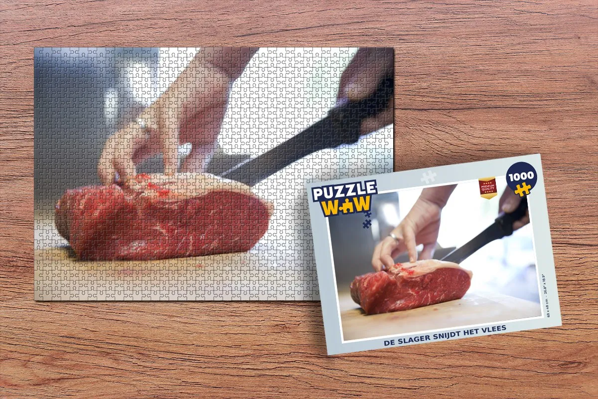 PuzzleWow De Slager Snijdt Het Vlees Legpuzzel 1000 Stuks - Multicolor