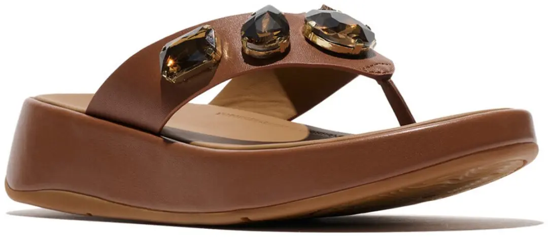 FitFlop FitFlop F-Mode Ultra-Jewel Leather Toe-Post Sandals BRUIN