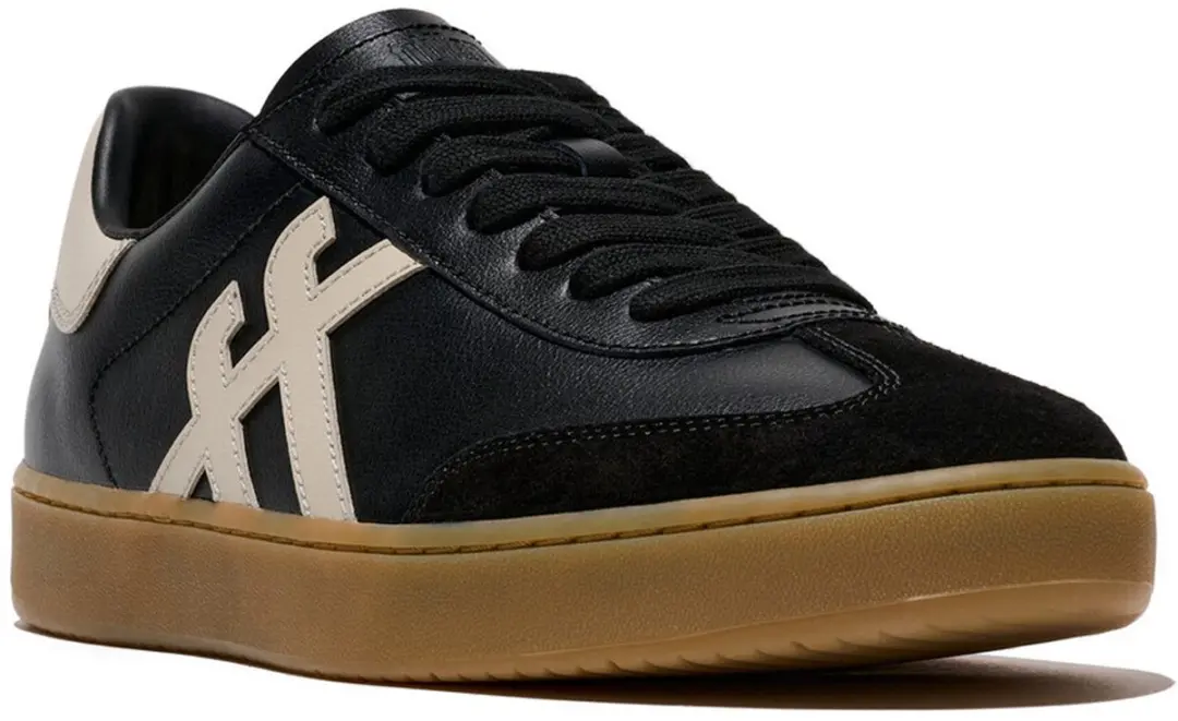 FitFlop FitFlop The Dash Mens T-Toe Leather Sneakers ZWART