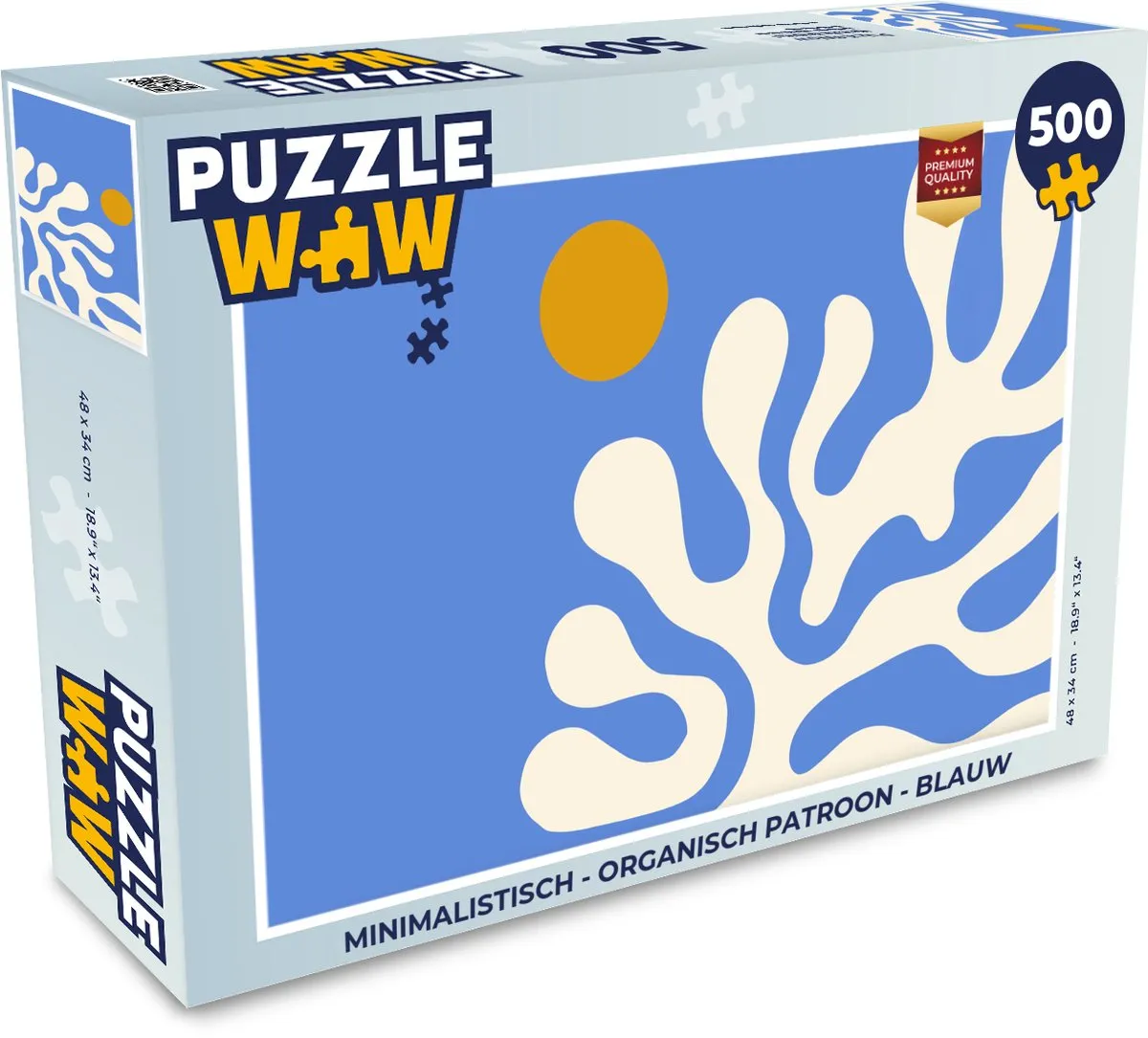 PuzzleWow Minimalistisch Organisch Legpuzzel 500 Stuks - Blauw