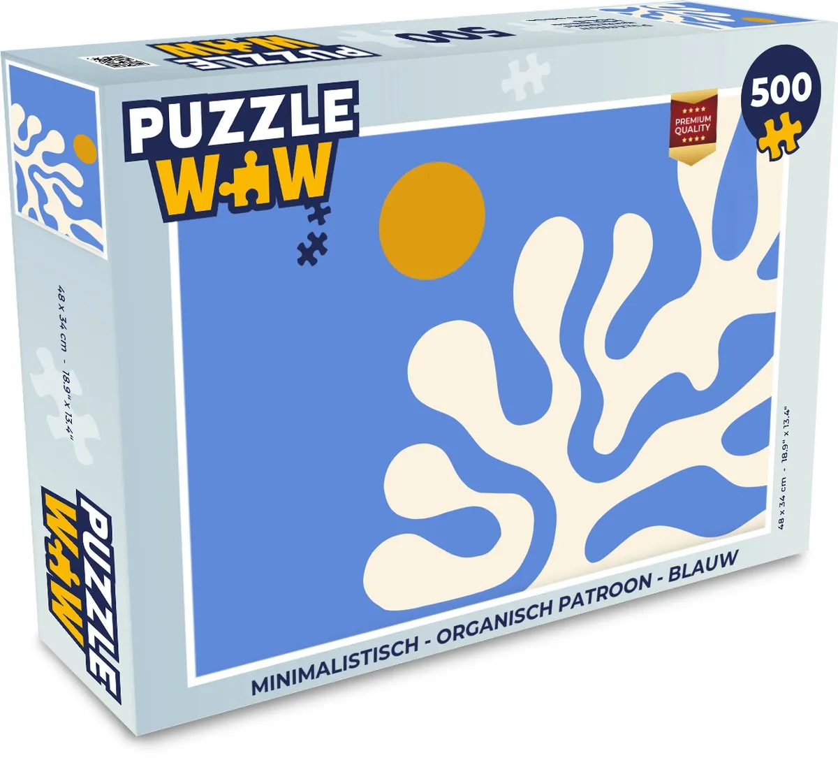 PuzzleWow Minimalistisch Organisch Legpuzzel 500 Stuks - Blauw