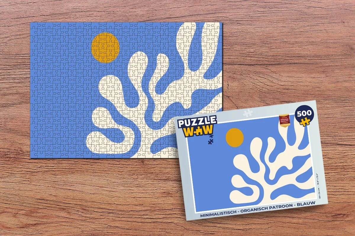 PuzzleWow Minimalistisch Organisch Legpuzzel 500 Stuks - Blauw