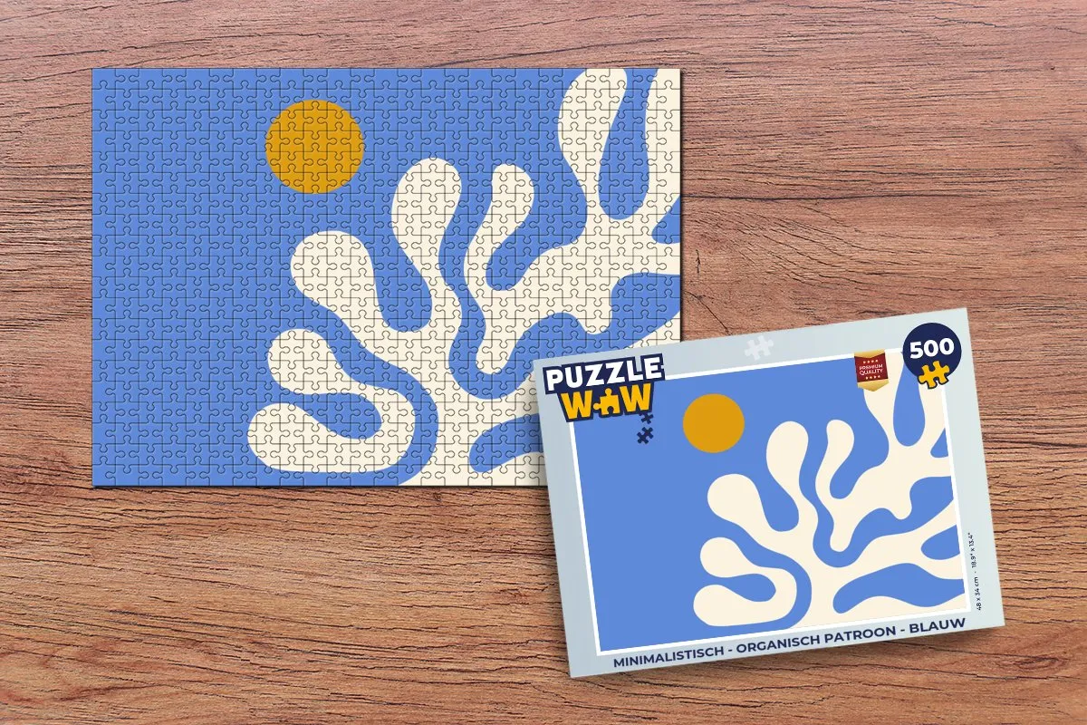 PuzzleWow Minimalistisch Organisch Legpuzzel 500 Stuks - Blauw