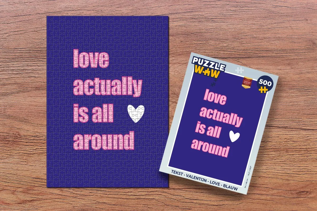 PuzzleWow Valentijn Love Legpuzzel 500 Stuks - Blauw/Rozetint