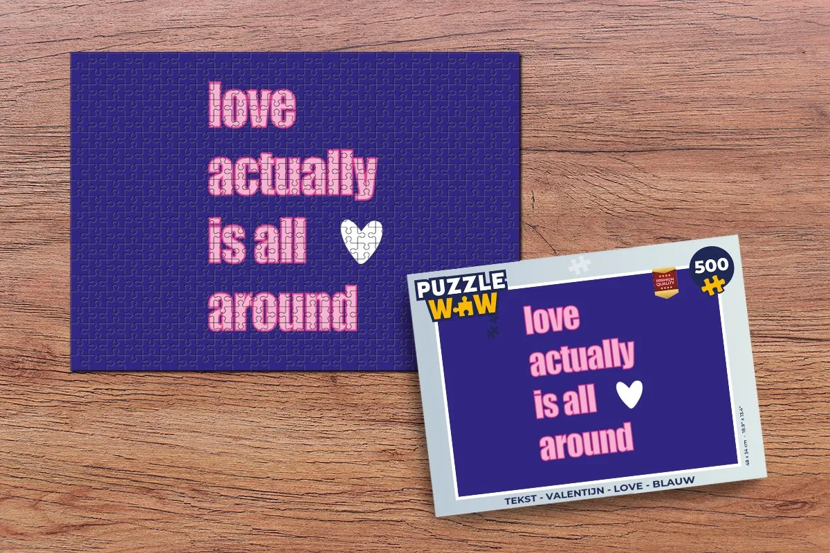 PuzzleWow Valentijn Love Legpuzzel 500 Stuks - Blauw/Rozetint