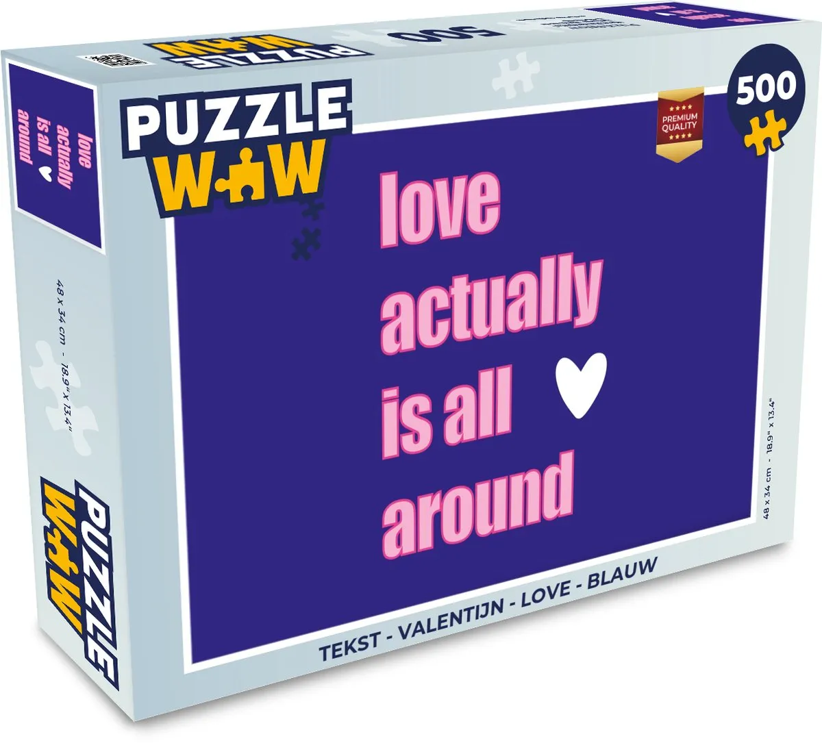 PuzzleWow Valentijn Love Legpuzzel 500 Stuks - Blauw/Rozetint
