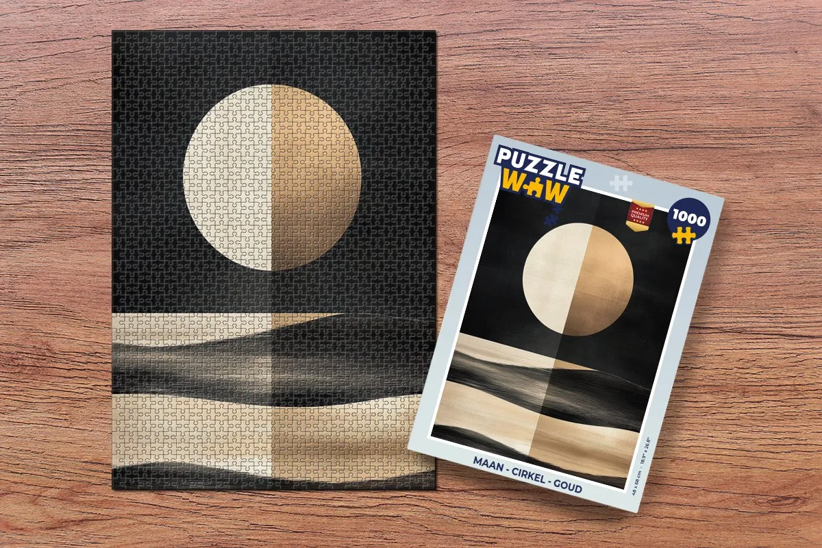 PuzzleWow Maan Legpuzzel 1000 Stuks - Goud/Zwart