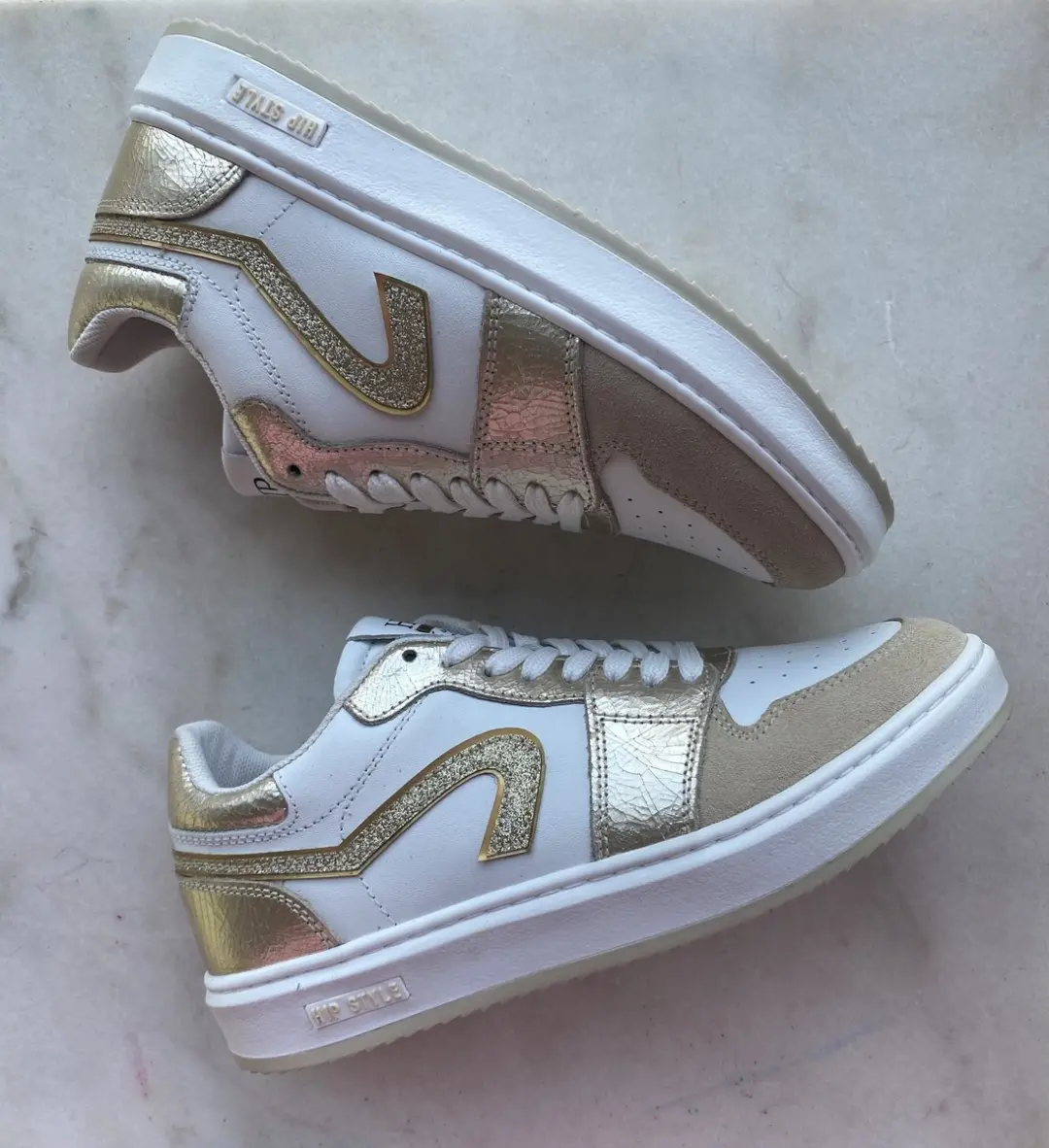 Hip sneaker wit/goud maat 36