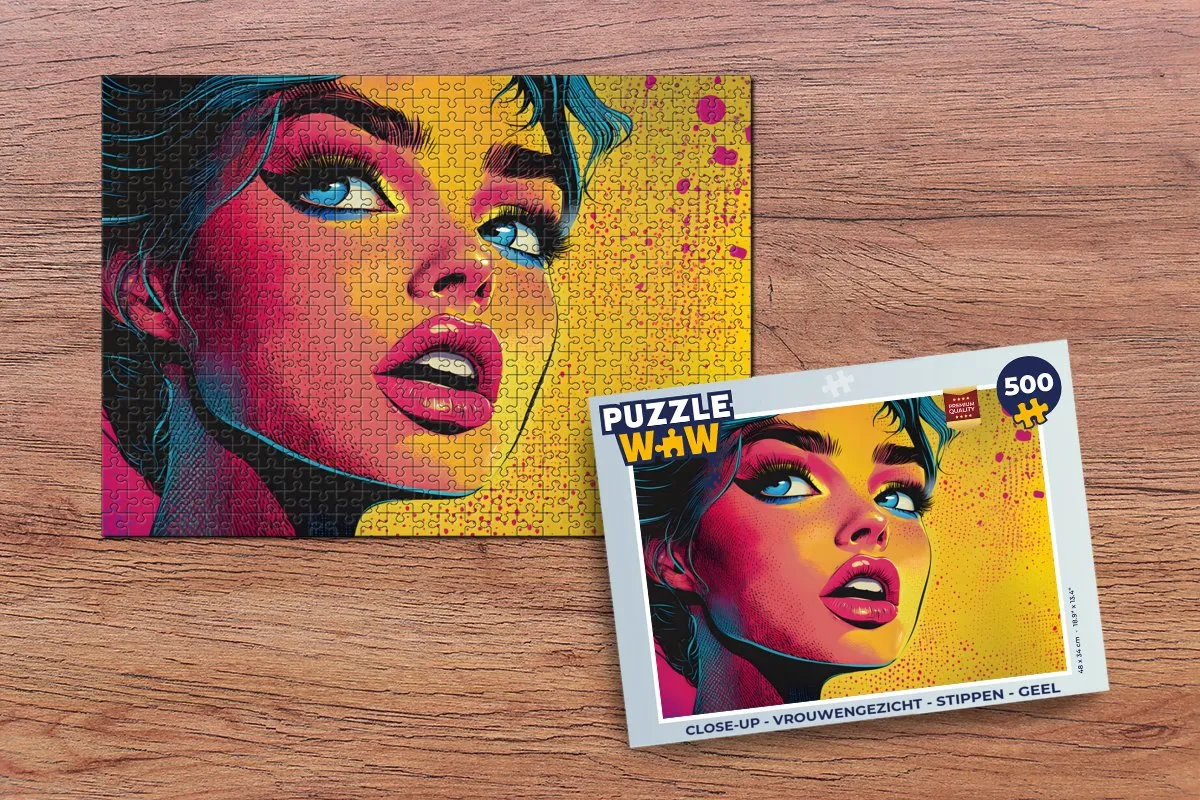PuzzleWow Close-up Vrouwengezicht Legpuzzel 500 Stuks - Geel