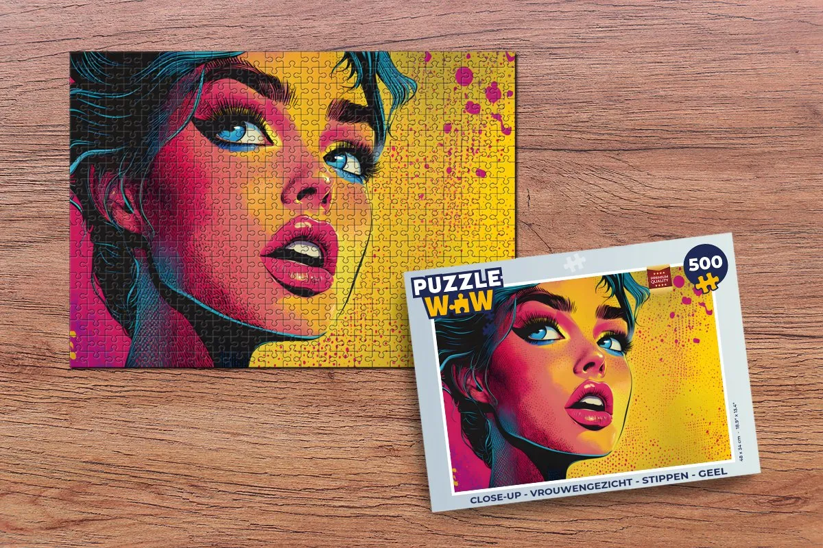 PuzzleWow Close-up Vrouwengezicht Legpuzzel 500 Stuks - Geel