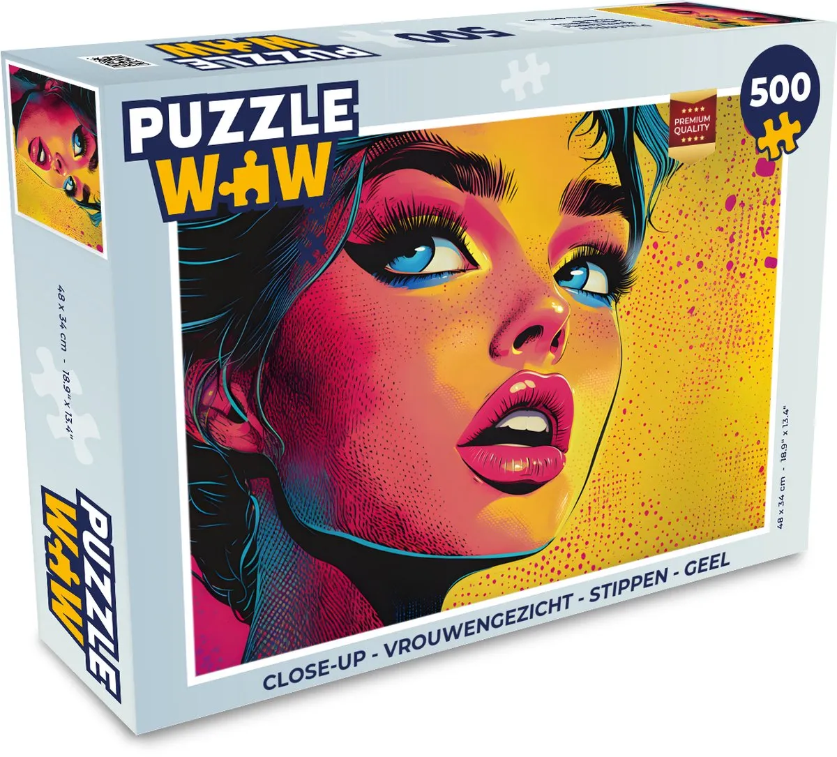 PuzzleWow Close-up Vrouwengezicht Legpuzzel 500 Stuks - Geel