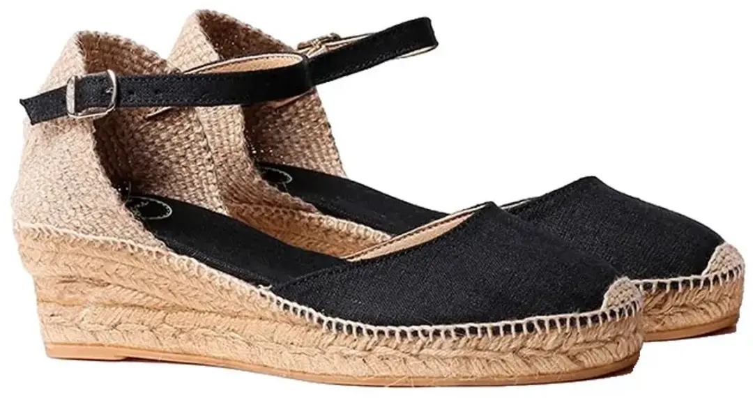 Espadrilles met middelhoge sleehak en striksluiting voor dames