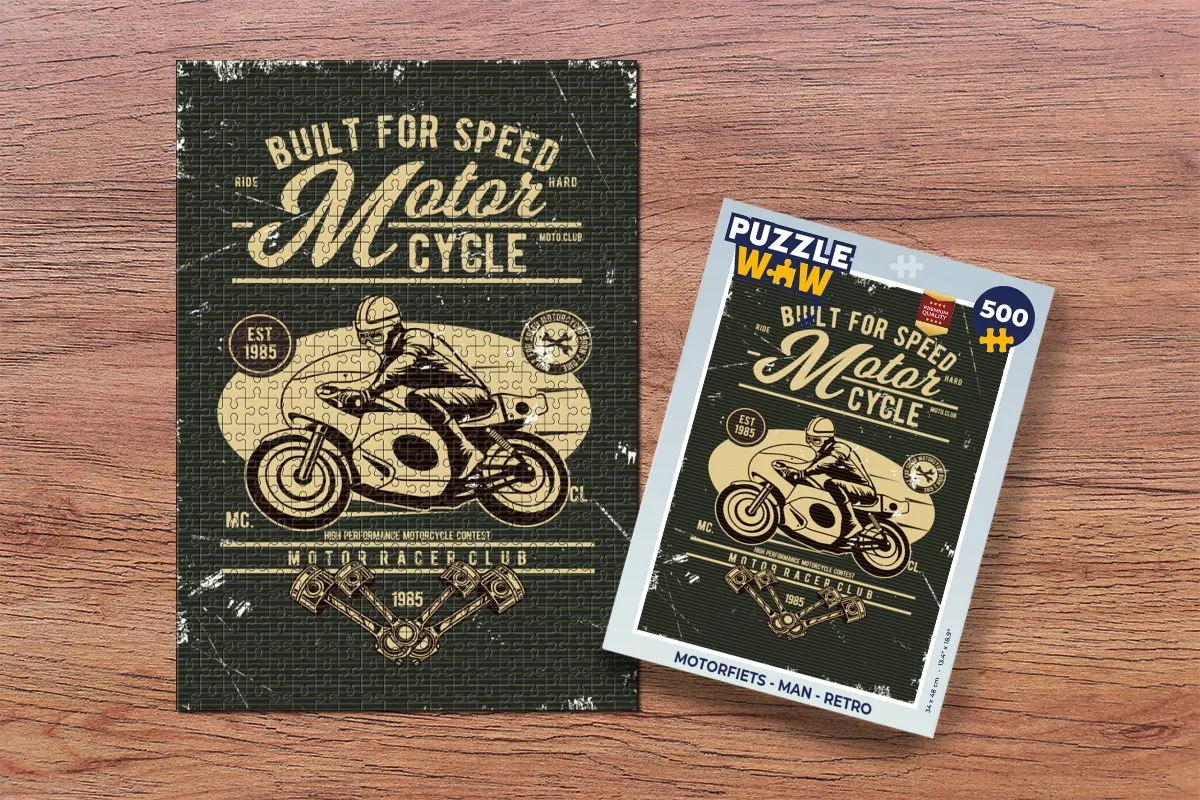 PuzzleWow Motorfiets Legpuzzel 500 Stuks - Multicolor