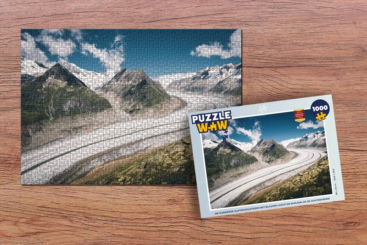 PuzzleWow Legpuzzel De Europese Aletschgletsjer 1000 Stuks - Multicolor