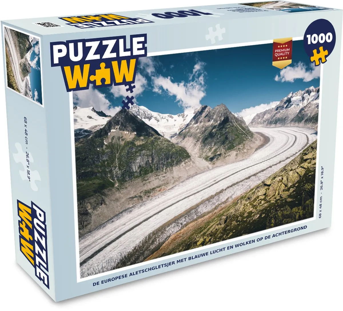 PuzzleWow Legpuzzel De Europese Aletschgletsjer 1000 Stuks - Multicolor