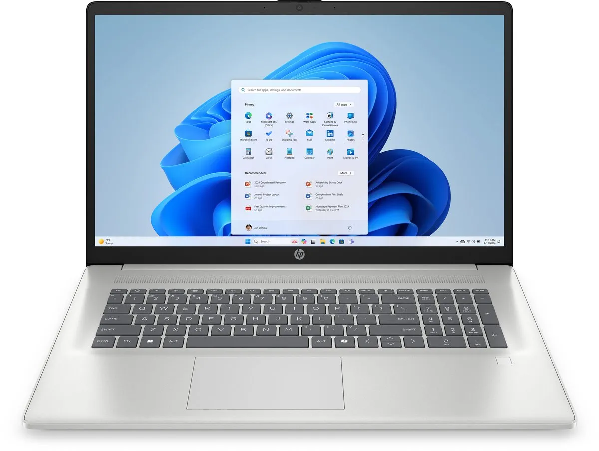 HP 17-cp2333nw AMD Ryzen™ 5 7520U Laptop 43,9 cm (17.3") Full HD 8 GB LPDDR5-SDRAM 512 GB SSD Wi-Fi 5 (802.11ac) Windows 11 Home Zilver
