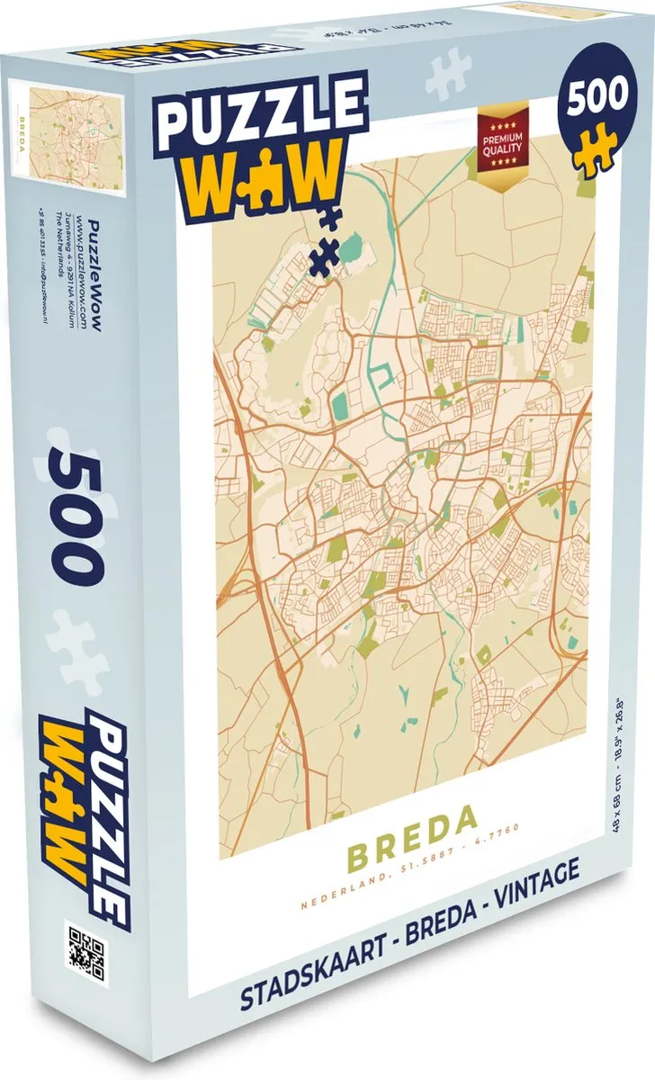 PuzzleWow Breda Vintage Legpuzzel 500 Stuks - Multicolor