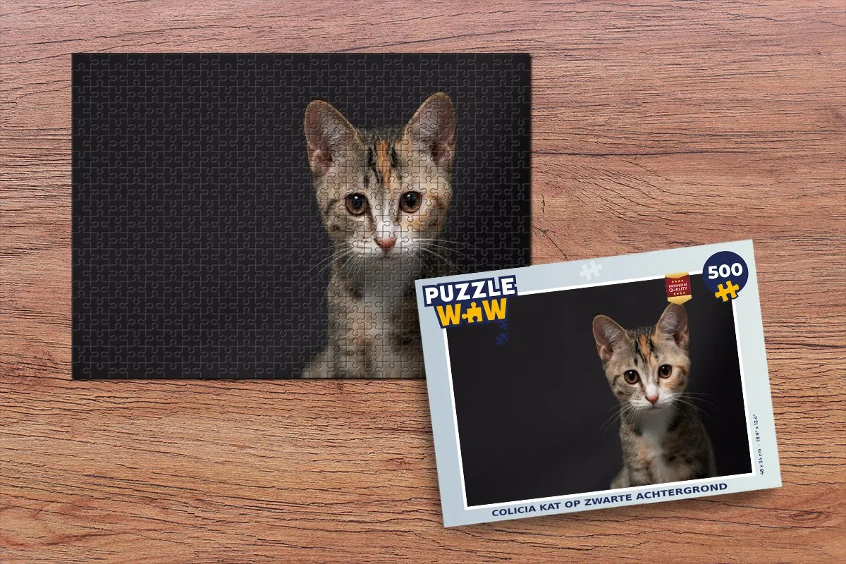 PuzzleWow Kat Portret Legpuzzel 500 Stuks - Multicolor
