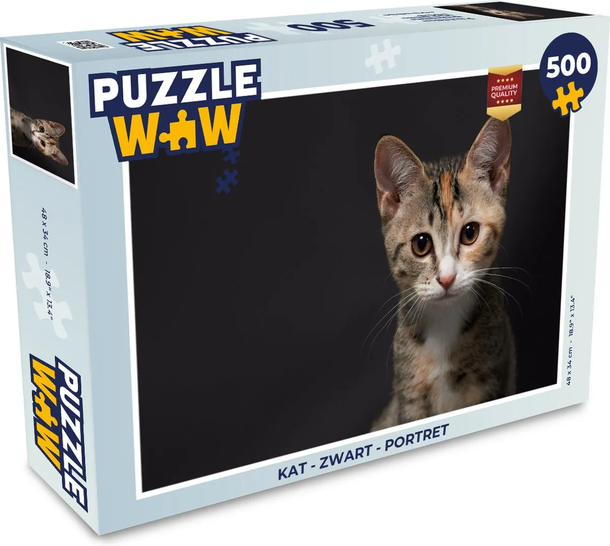 PuzzleWow Kat Portret Legpuzzel 500 Stuks - Multicolor