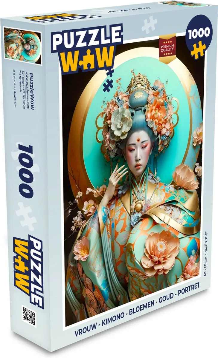 PuzzleWow Kimono Bloemen Legpuzzel 1000 Stuks - Multicolor