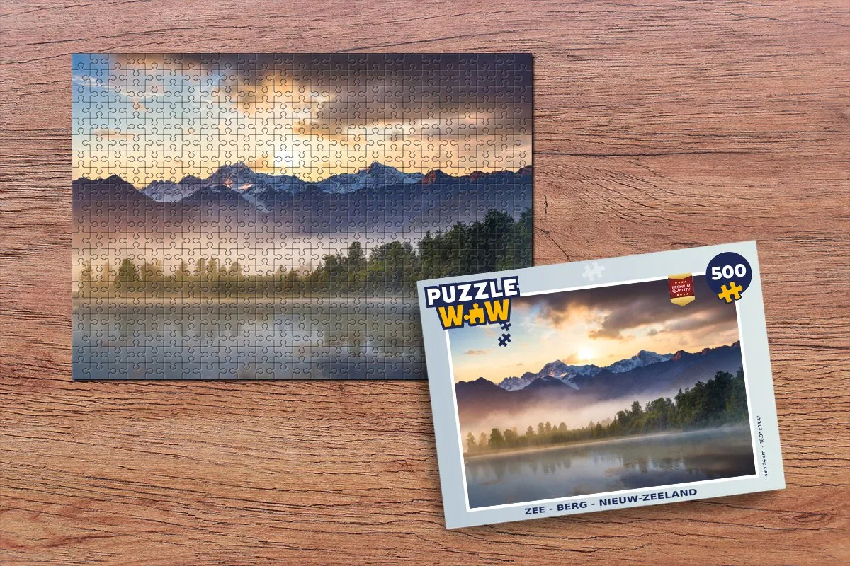 PuzzleWow Zee - Berg - Nieuw-Zeeland Legpuzzel 500 Stuks - Multicolor