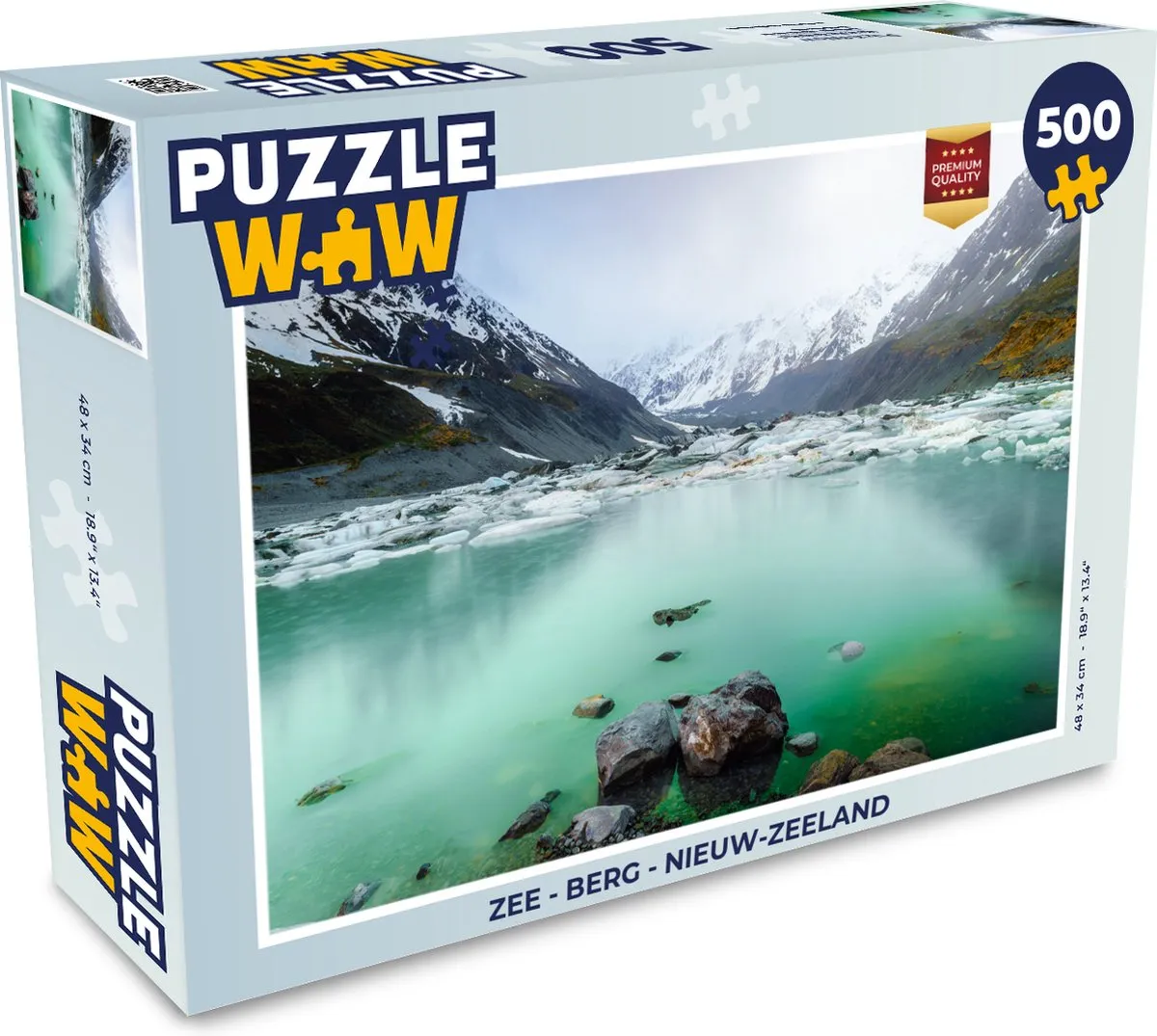 PuzzleWow Zee - Berg - Nieuw-Zeeland Legpuzzel 500 Stuks - Multicolor
