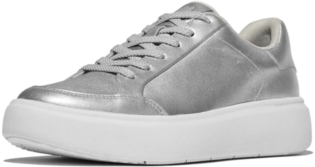 FitFlop Rtg Metallic-Leather Sneakers Dames Sneakers - Silver