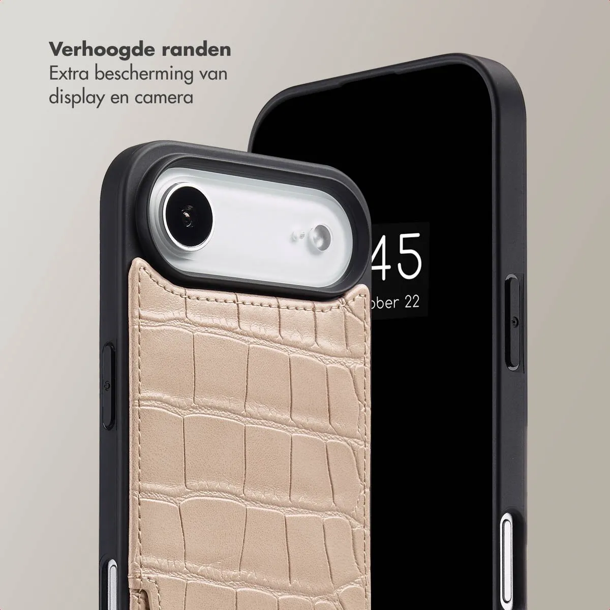Selencia Hoesje iPhone 17 Air Croco Beige - 2 Pasjes
