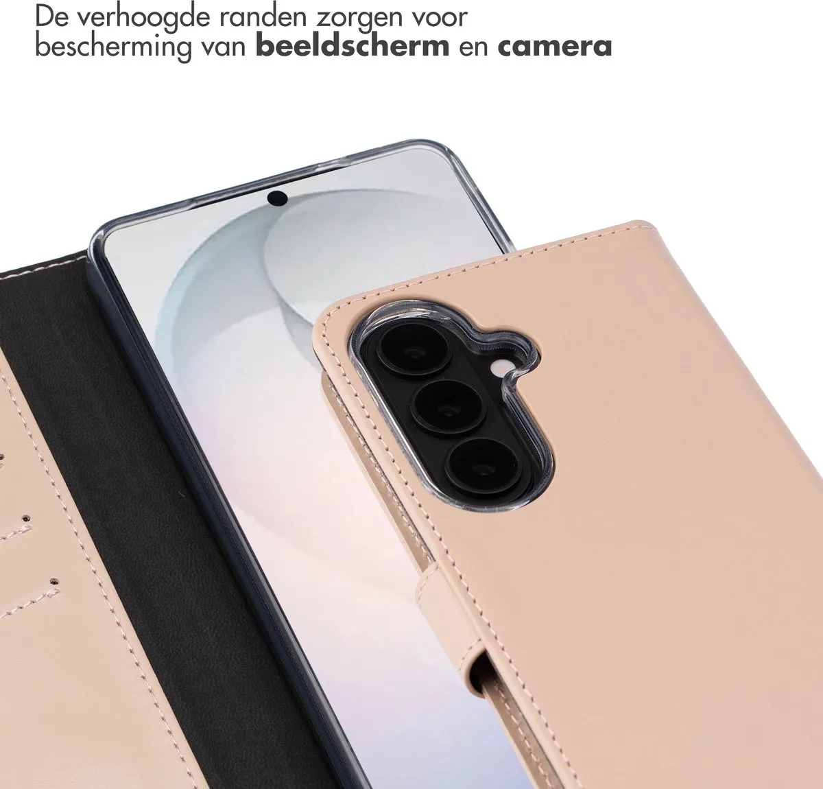 Selencia Hoesje Samsung Galaxy S26 - Echt Lederen Bookcase Lichtroze