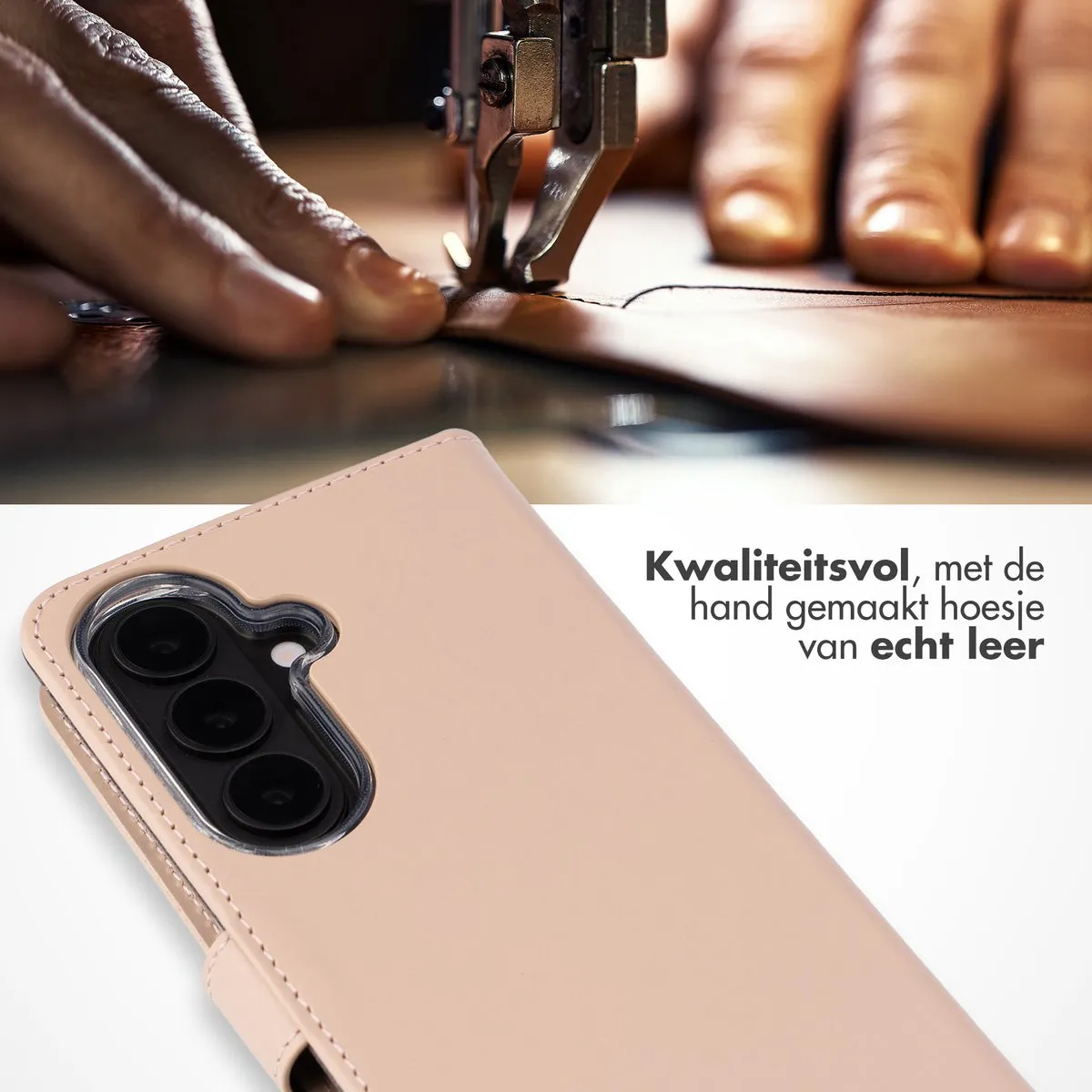 Selencia Hoesje Samsung Galaxy S26 - Echt Lederen Bookcase Lichtroze