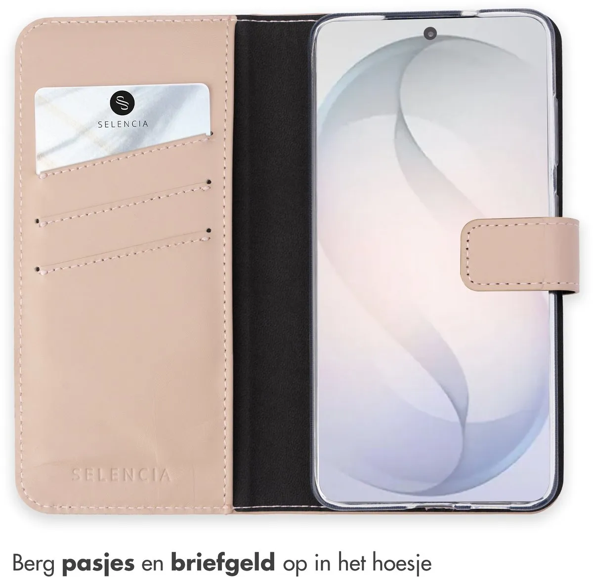 Selencia Hoesje Samsung Galaxy S26 - Echt Lederen Bookcase Lichtroze