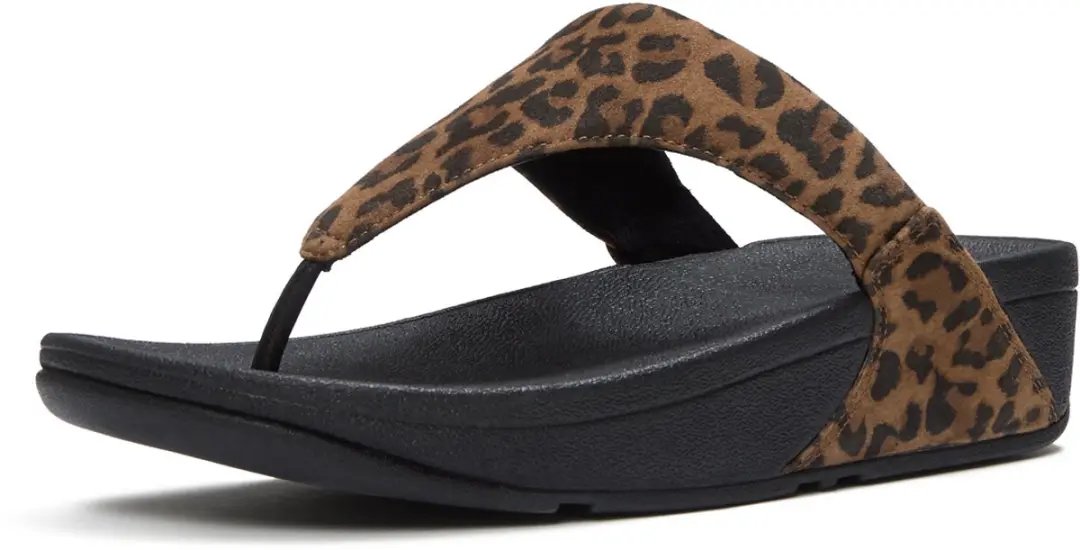 FitFlop Lulu Suede Leopard Toe-Post Sandals