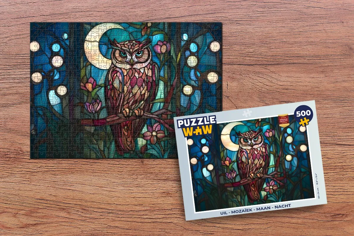 PuzzleWow Mozaïek Puzzel Uil - 500 Stuks - MPN 8721374604503