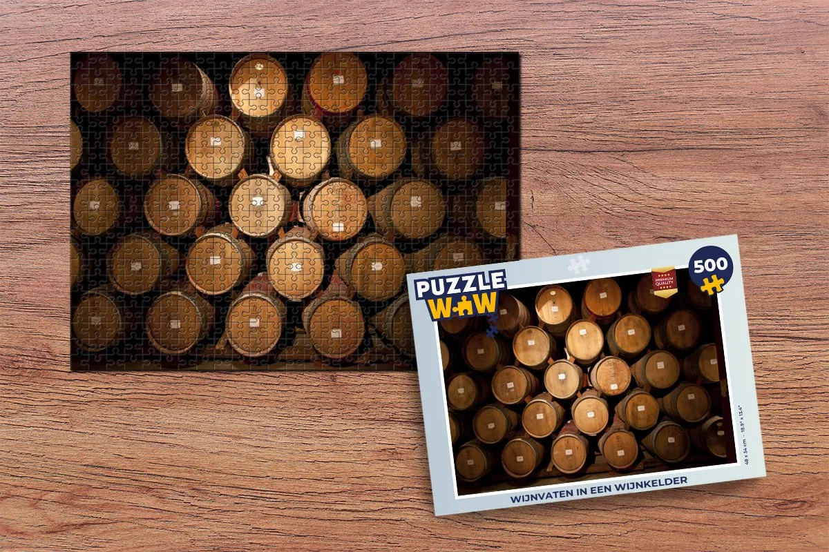 PuzzleWow Wijnvaten in een Wijnkelder Legpuzzel 500 Stuks - Multicolor