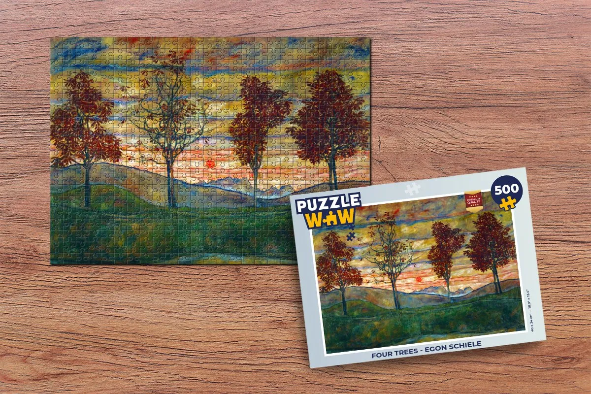 PuzzleWow Four Trees Egon Schiele Legpuzzel 500 Stuks - Multicolor