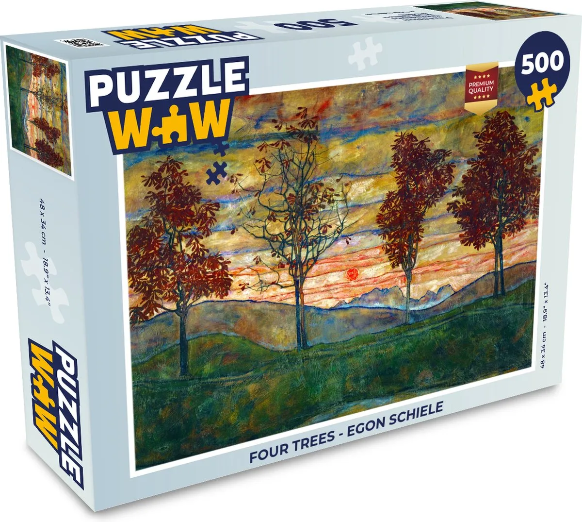 PuzzleWow Four Trees Egon Schiele Legpuzzel 500 Stuks - Multicolor