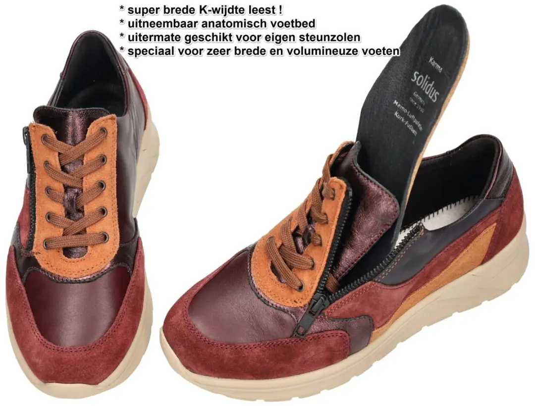 Solidus Dames Sneakers 59083 - Bordeaux - Maat 36.5 - afbeelding 2 van 6