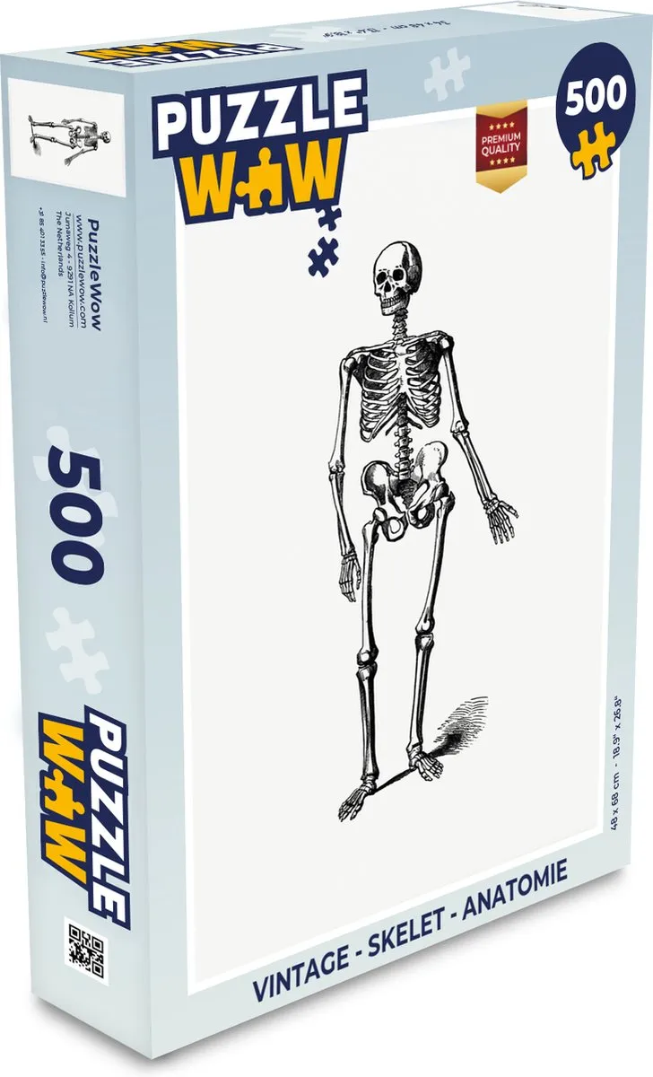 PuzzleWow Vintage Skelet Anatomie Legpuzzel 500 Stuks - Multicolor