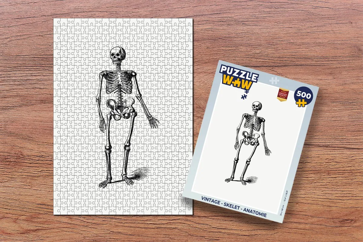 PuzzleWow Vintage Skelet Anatomie Legpuzzel 500 Stuks - Multicolor