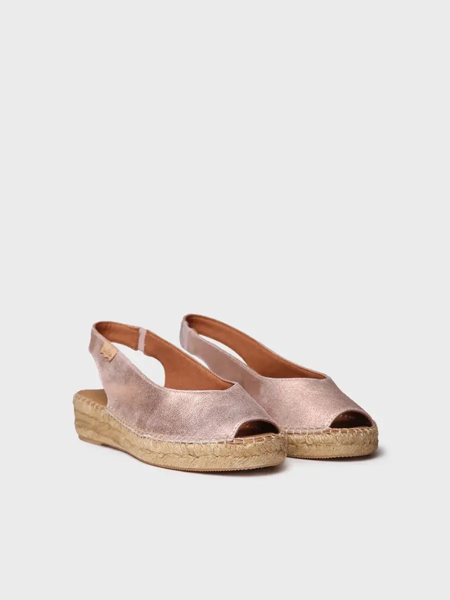 Dames espadrille met open neus van glanzend leer