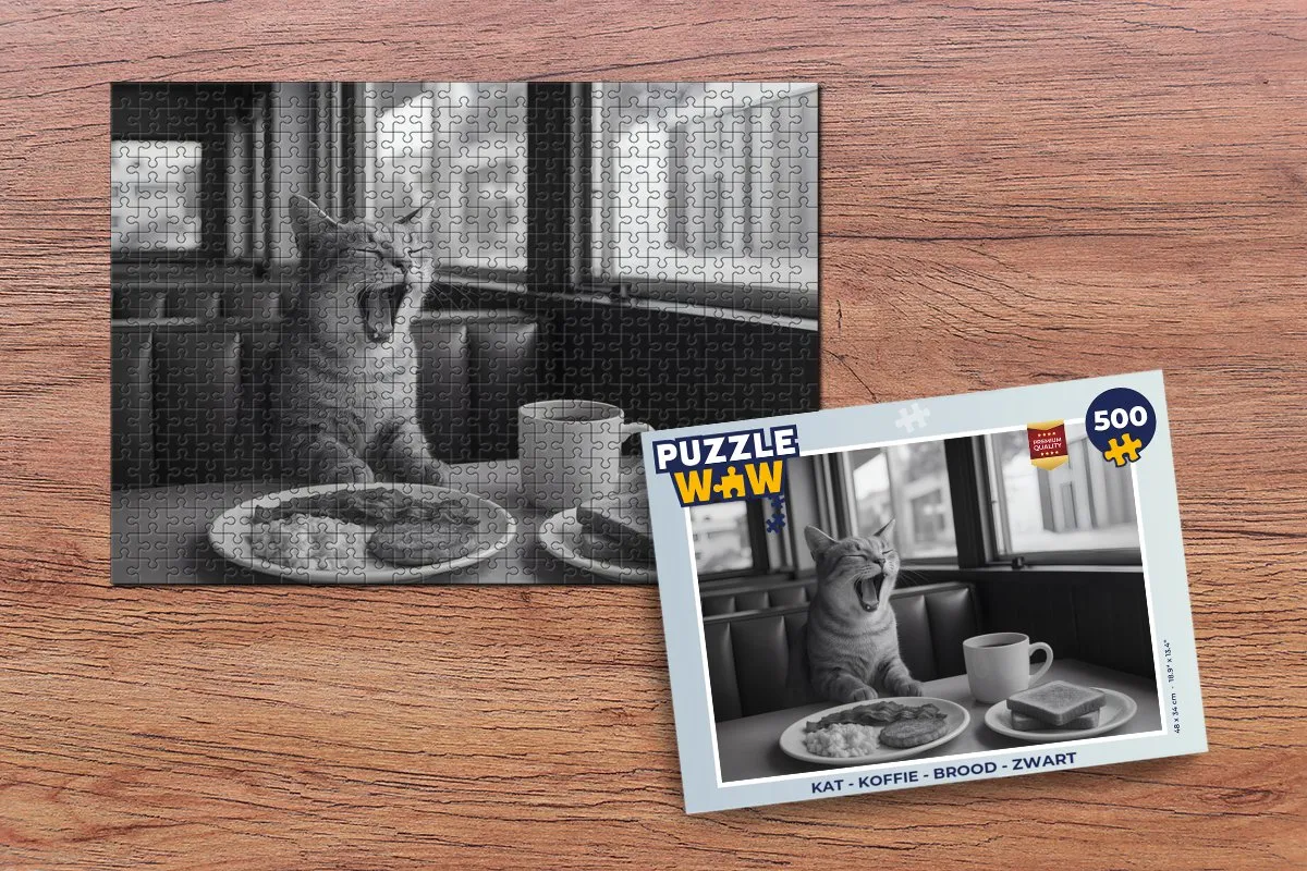 PuzzleWow Kat Koffie Legpuzzel 500 Stuks - MPN 8721375324486