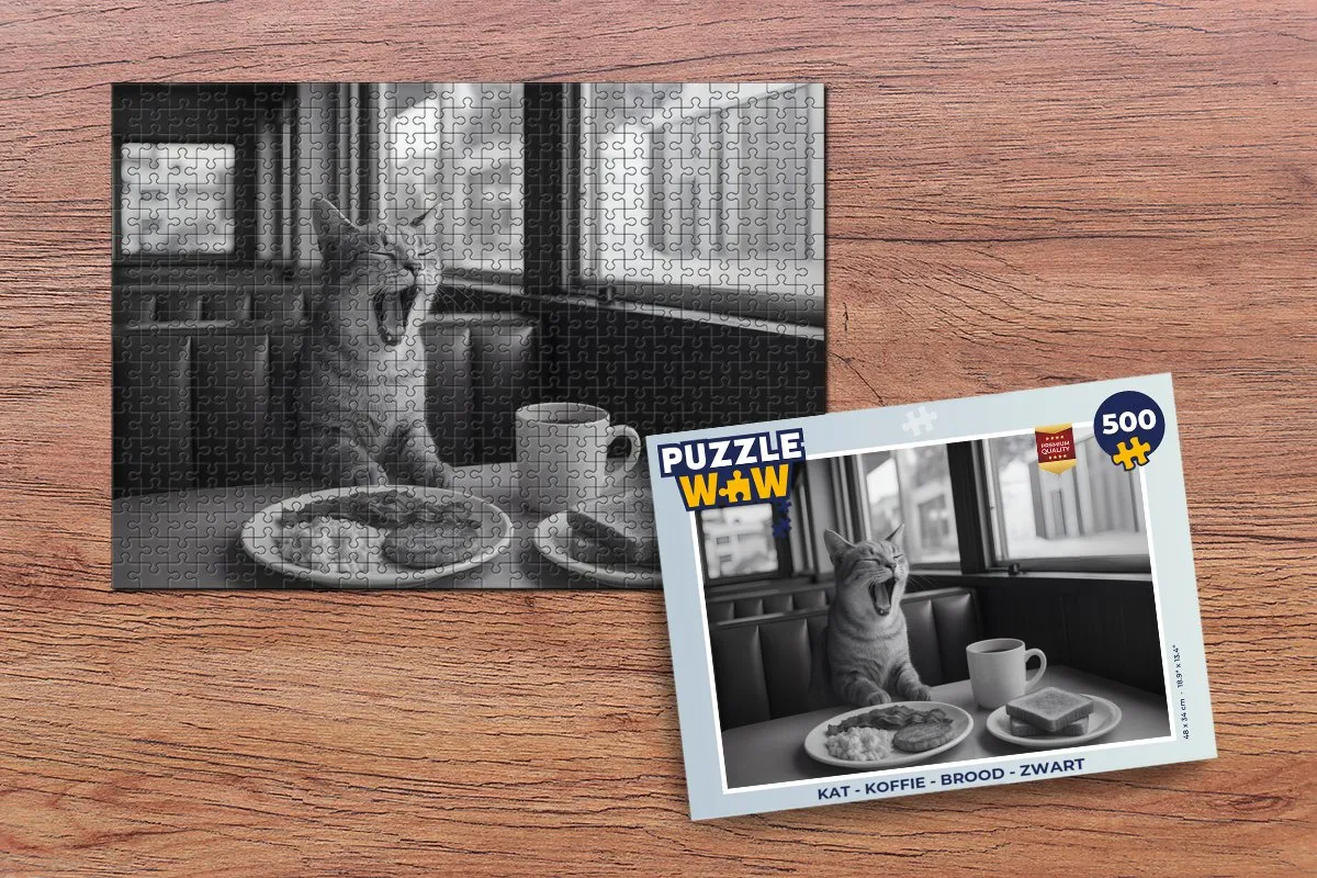 PuzzleWow Kat Koffie Legpuzzel 500 Stuks - MPN 8721375324486