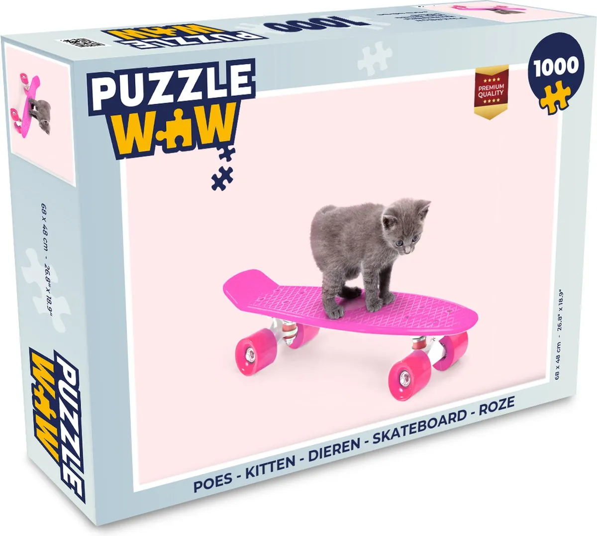 PuzzleWow Kitten Skateboard Legpuzzel 1000 Stuks - Multicolor