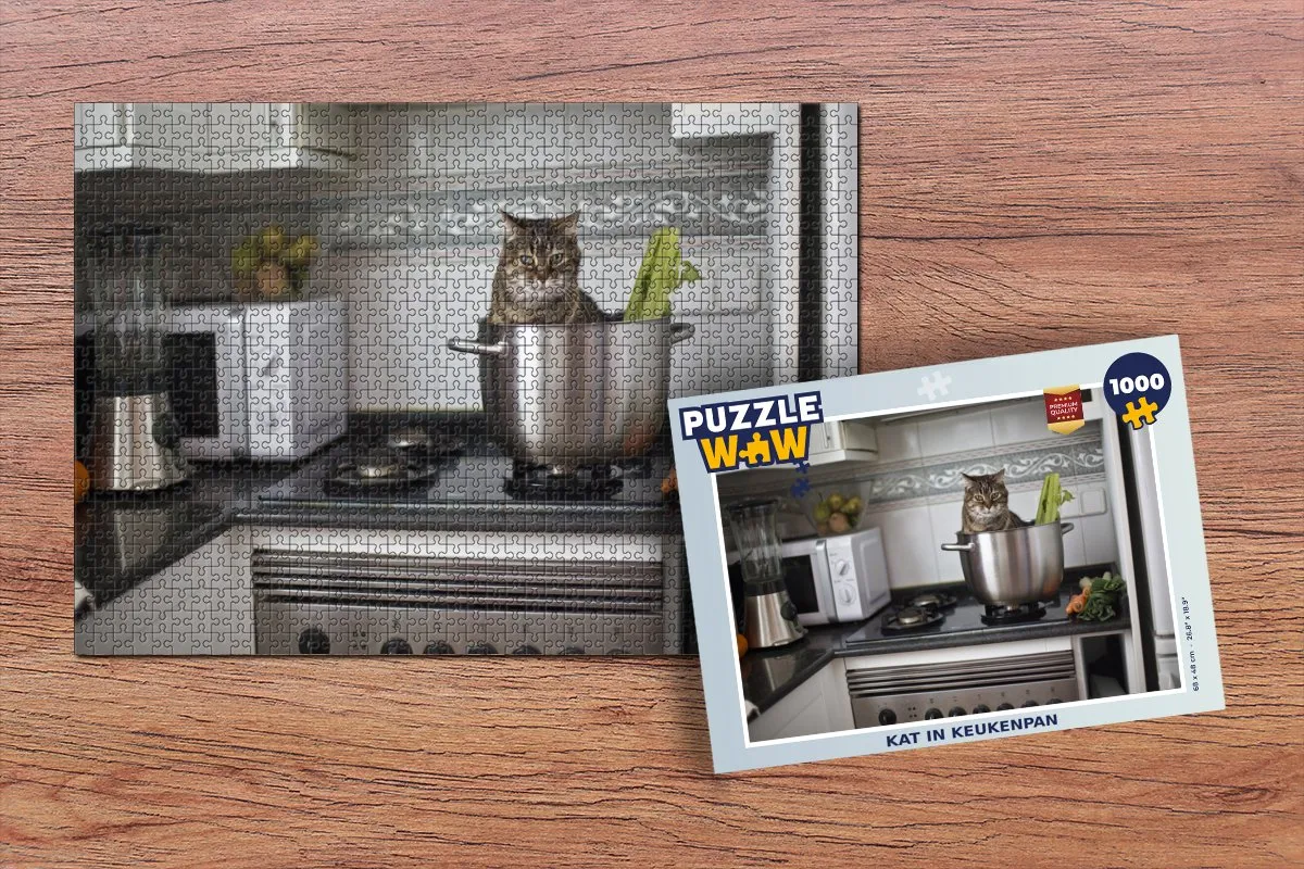 PuzzleWow Kat Pan Keuken Legpuzzel 1000 Stuks - Multicolor