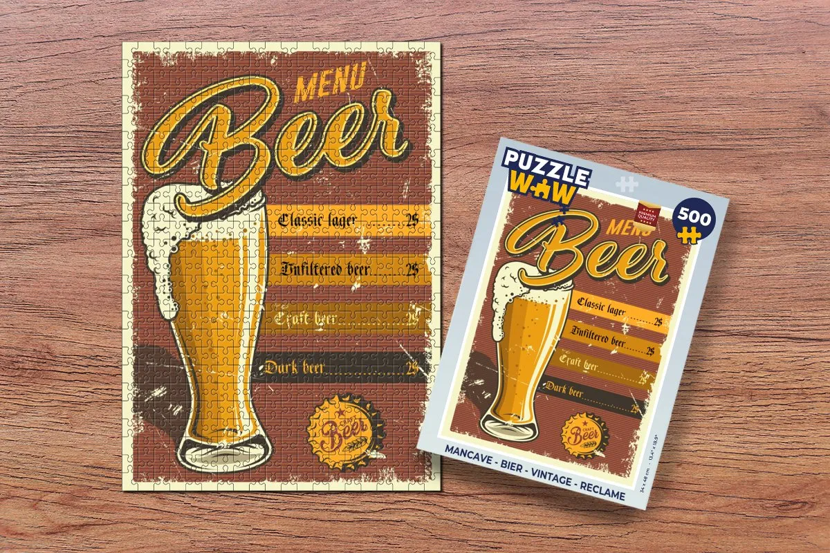 PuzzleWow Mancave Bier Legpuzzel 500 Stuks - Multicolor