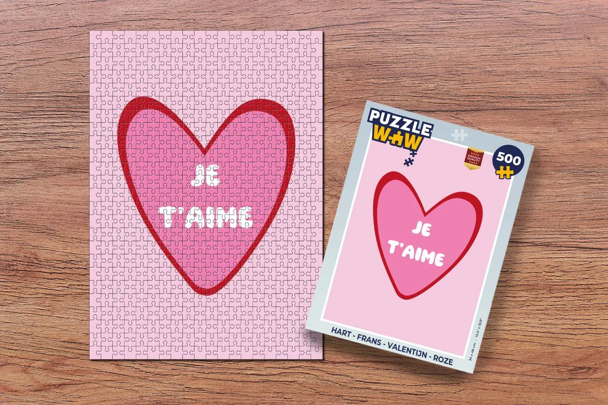 PuzzleWow Hart - Valentijn Roze Legpuzzel 500 Stuks