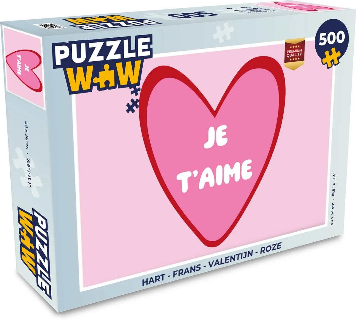 PuzzleWow Hart - Valentijn Roze Legpuzzel 500 Stuks